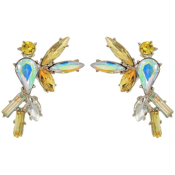 Womens Cockatoo Large Crystal CZ Stud Earrings - Picture 2 of 3